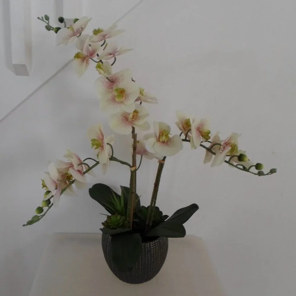 White Fabric Orchid Floral Arrangement